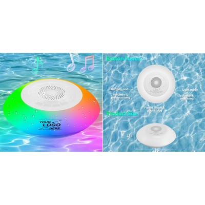 Waterproof Wireless Pool Speaker with 8 Light Modes (IPX7)